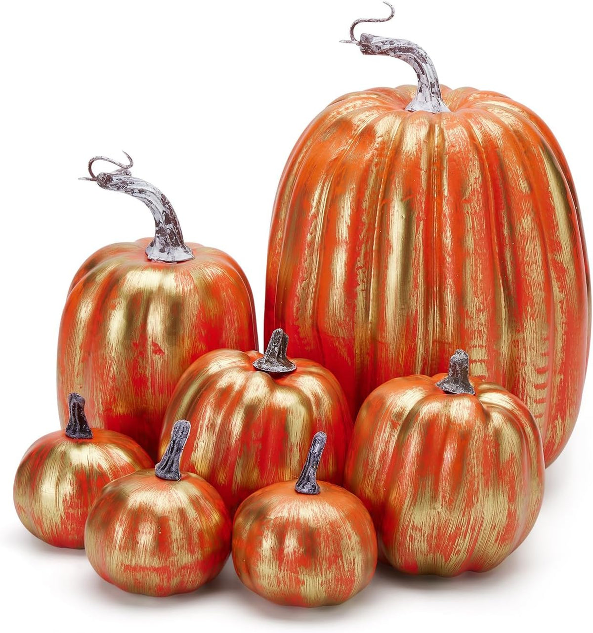 7Pcs Artificial Pumpkins Fall Decoration Assorted Faux Pumpkin Cute Foam Pumpkins for Home Outside Halloween Decorating