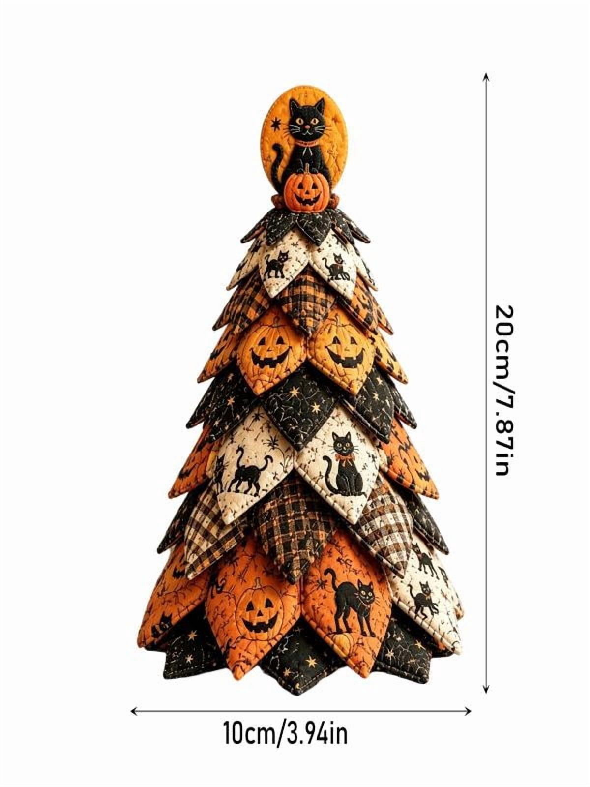 DIY Halloween Quilted Fabric Tree Kit, Sewing Project Holiday Mantel Decor, Quilted Patchwork Fabric Halloween Tabletop Christmas Tree, Handmade Gifts for Craft Lovers, Charming Patchwork Bundle #Cat