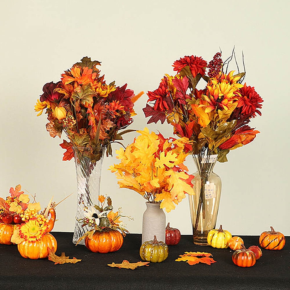 NO Autumn Thanksgiving and Halloween Artificial Pumpkins Gourds Cones, Set of 50