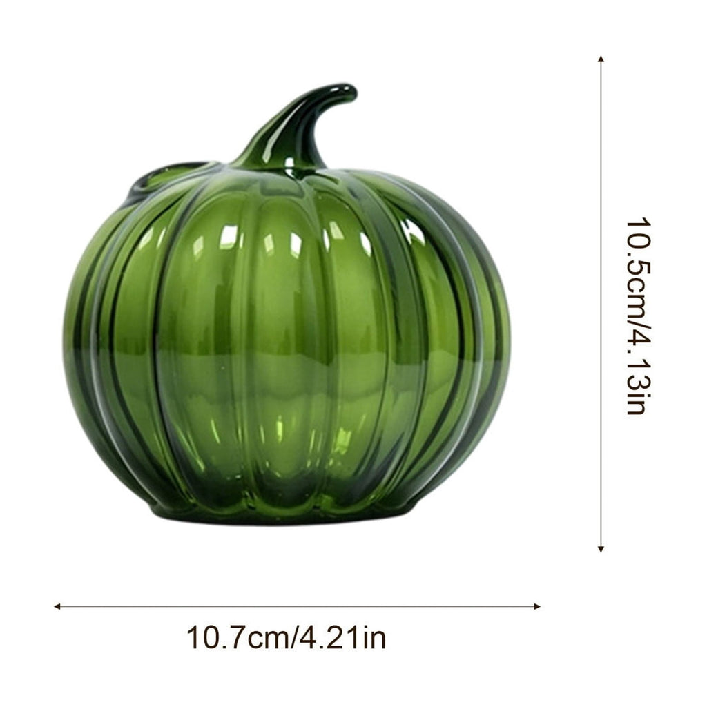 SLYNSHome Striped Glass Pumpkin Shaped Vase, Mini Hydroponic Flower Container,Clear Decorative Pumpkin Glass Centerpiece For Fall Thanksgiving Indoor Tabletop Home Decor