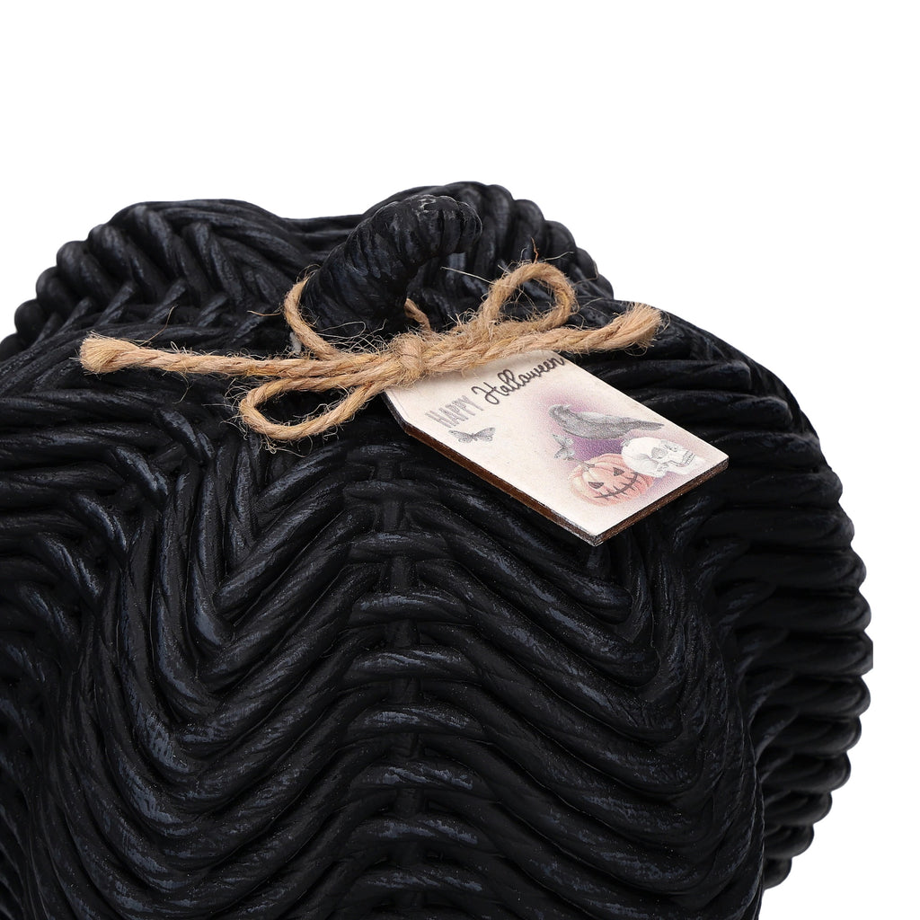 Woven Pumpkin Decoration, Black, 7", Halloween by Way To Celebrate