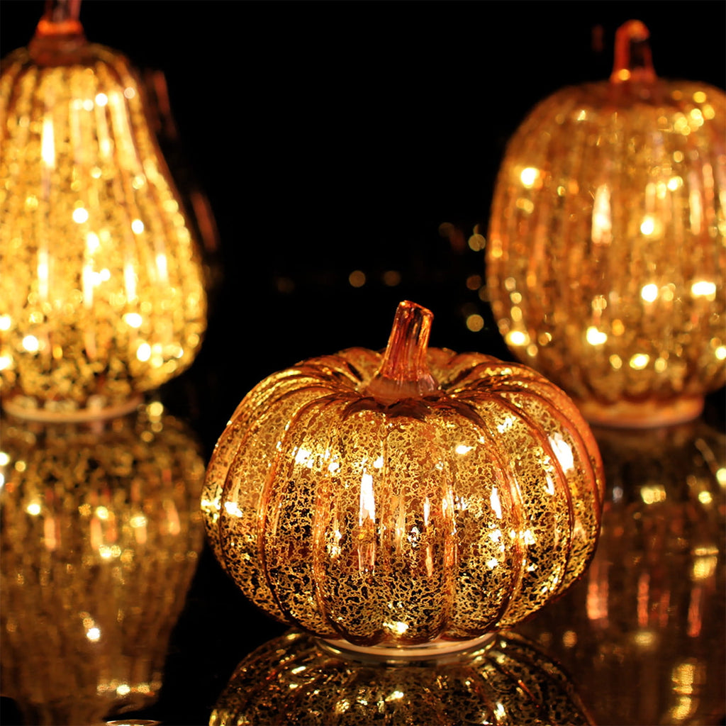 Clearance! 2024 New Halloween Glass Pumpkin Light with Lights Inside Battery Operated Led Pumpkin Light Ideal for Halloween Fall Decoration Thanksgiving Decor Xmas