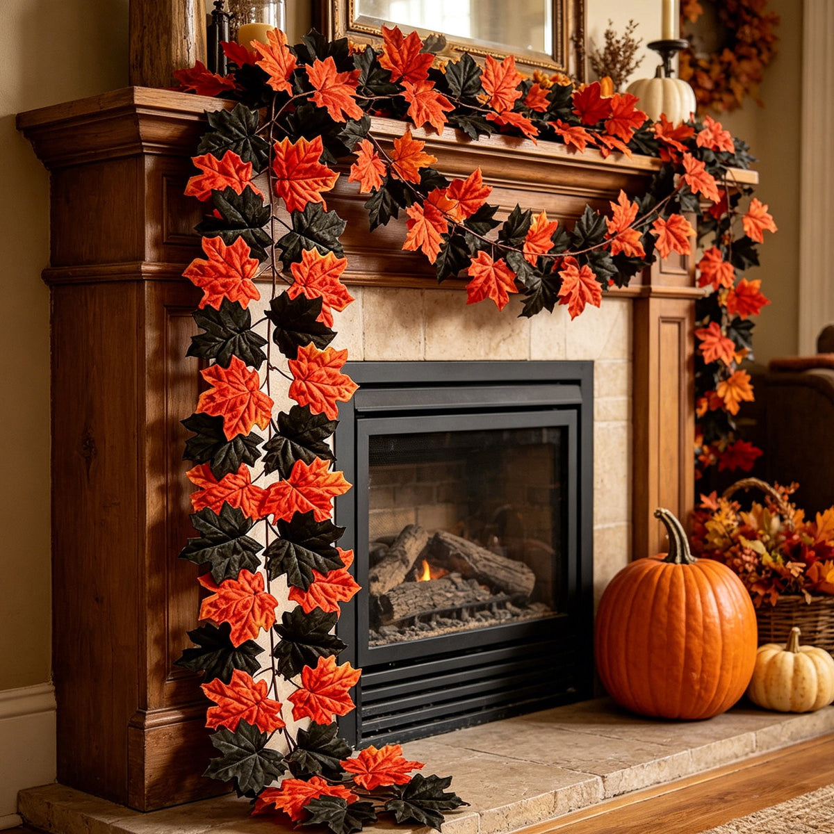 Spring Artificial Flowers Garland, 70 inch Fake Eucalyptus Vine Cherrys Blossoms Hanging Garland Rattan for Mantle Fireplace Wedding Indoor Outdoor Home Decor