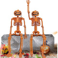 2 Packs Halloween Pumpkin Skeleton Decorations with Posable Joints Skeletons for Halloween Party Front Door Haunted House Props Decorations