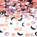 200 Piece Halloween 1st Birthday Confetti Pink Purple Pastel Bat Ghost Pumpkin Decorations for Spooky One Party