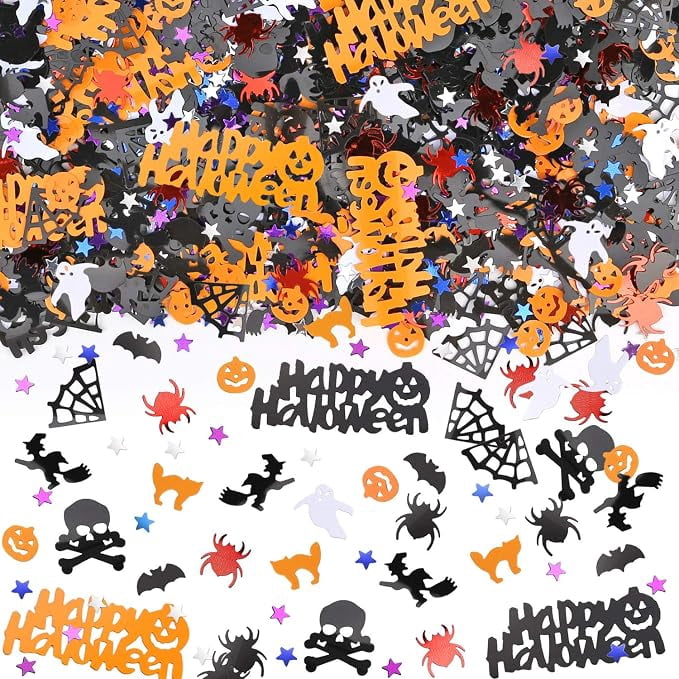 2000+pcs Confetti Table Scatter Pumpkins Spiders Bats Witches Spider Webs Star Cat Ghost Skull for Halloween Party Favor Decorations