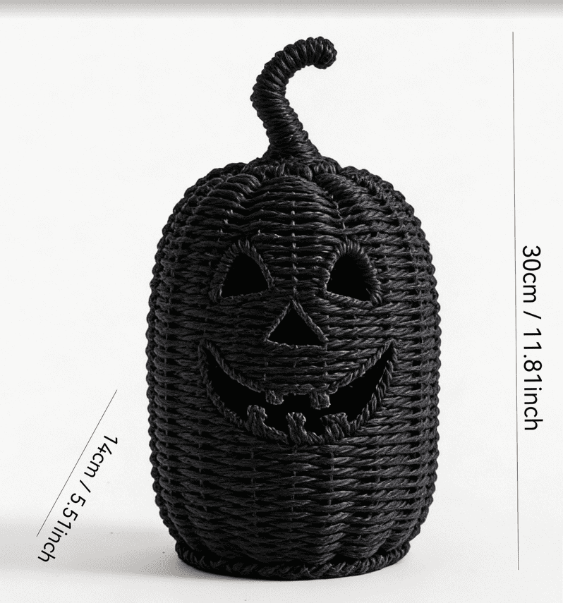 2026 Black Halloween Pumpkin, Halloween Seaweed and Pumpkin Decorations Fall Table Centerpiece for Autumn Fall Holiday Party Home Decor and Festive Fireplace Mantel Display , 11.8 Inch A