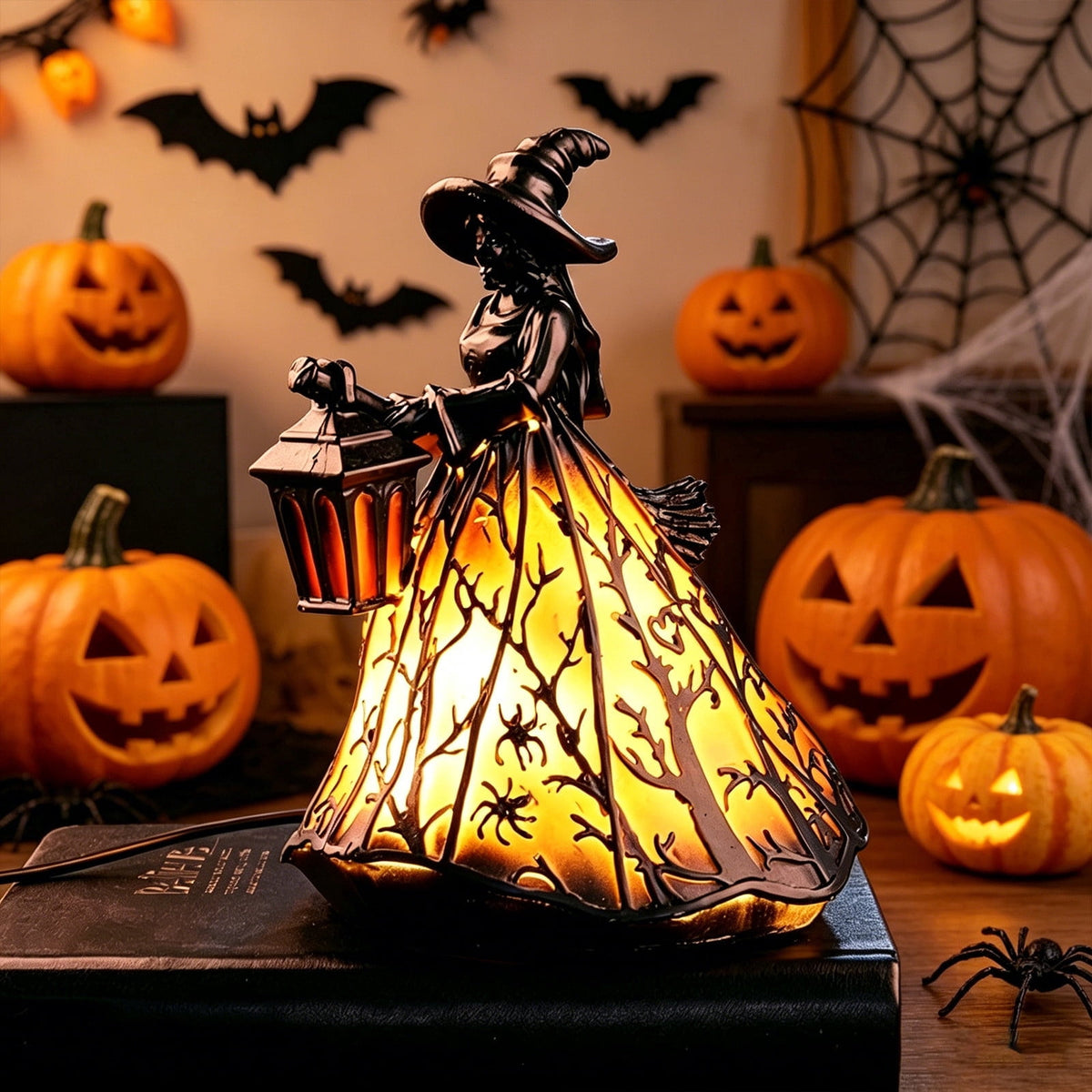 Fall Decorations for Home, 7.9in Lighted Halloween Scarecrow Dog Figurine, Resin Thanksgiving Halloween Garden Dogs Figurines for Autumn Harvest Porch Yard Garden Decor