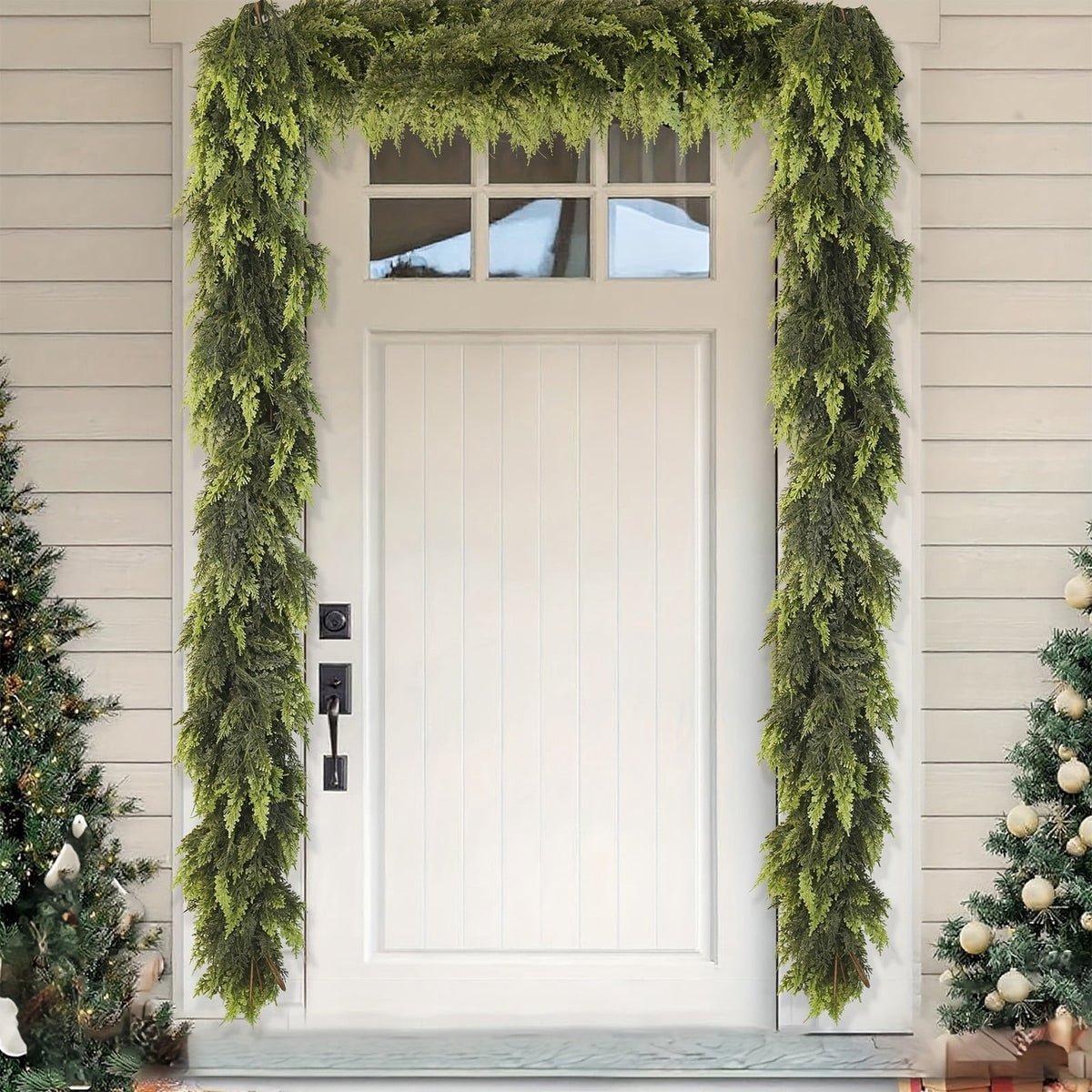 Spring Artificial Flowers Garland, 70 inch Fake Eucalyptus Vine Cherrys Blossoms Hanging Garland Rattan for Mantle Fireplace Wedding Indoor Outdoor Home Decor
