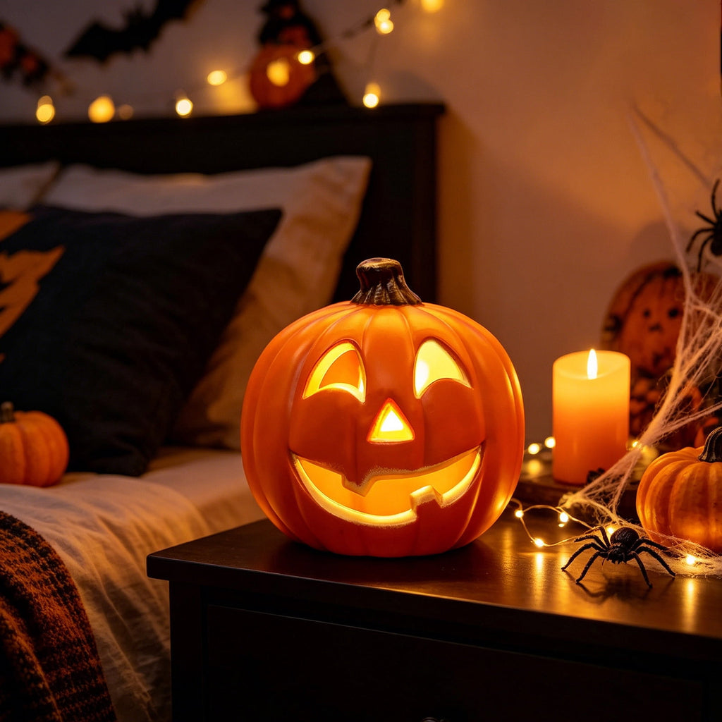 Halloween Lighted Pumpkin Large Plastic LED Pumpkin Decoration for Outdoor Yard Porch Home Storefront Shopping Mall Holiday Display Decor