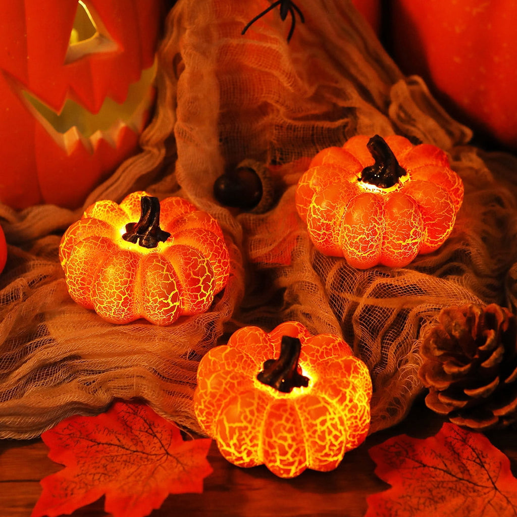 Taicans Glass LED Pumpkins Light with Timer for Halloween Pumpkin Decorations Fall and Thanksgiving Decor
