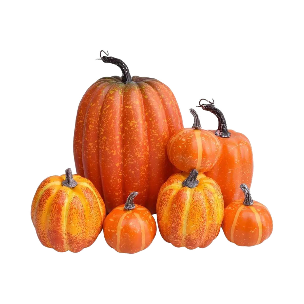 Fall+Decorations,Outdoor Pumpkins for Porch,7pcs Halloween Decorative Pumpkin Model Realistic Looking Simulation Ornament Good For Party Decorations Display(Orange 7pcs/Set 8"-3")