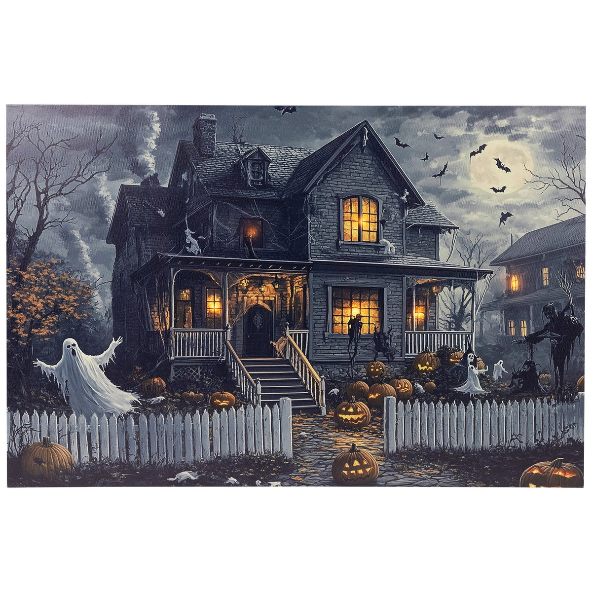 Northlight LED Lighted Creepy Haunted House Halloween Canvas Wall Art - 11.75" x 15.75"