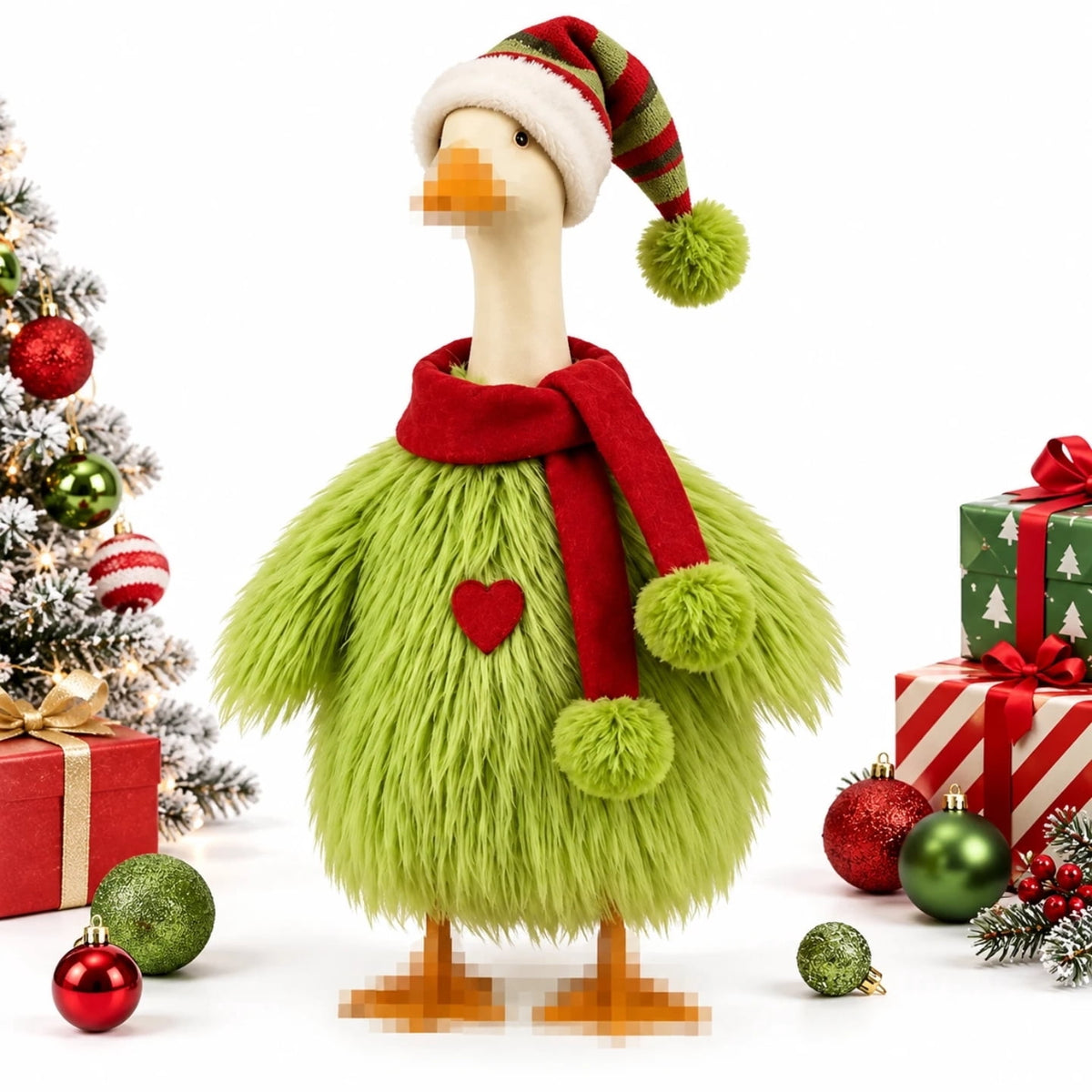 Porch Goose Halloween Outfit for 23 Inch Goose Statue, Witch Hat Dress with Fuzzy Spider Legs, Pumpkin Spiderweb Goose Clothes, Funny Yard Lawn Patio Decor