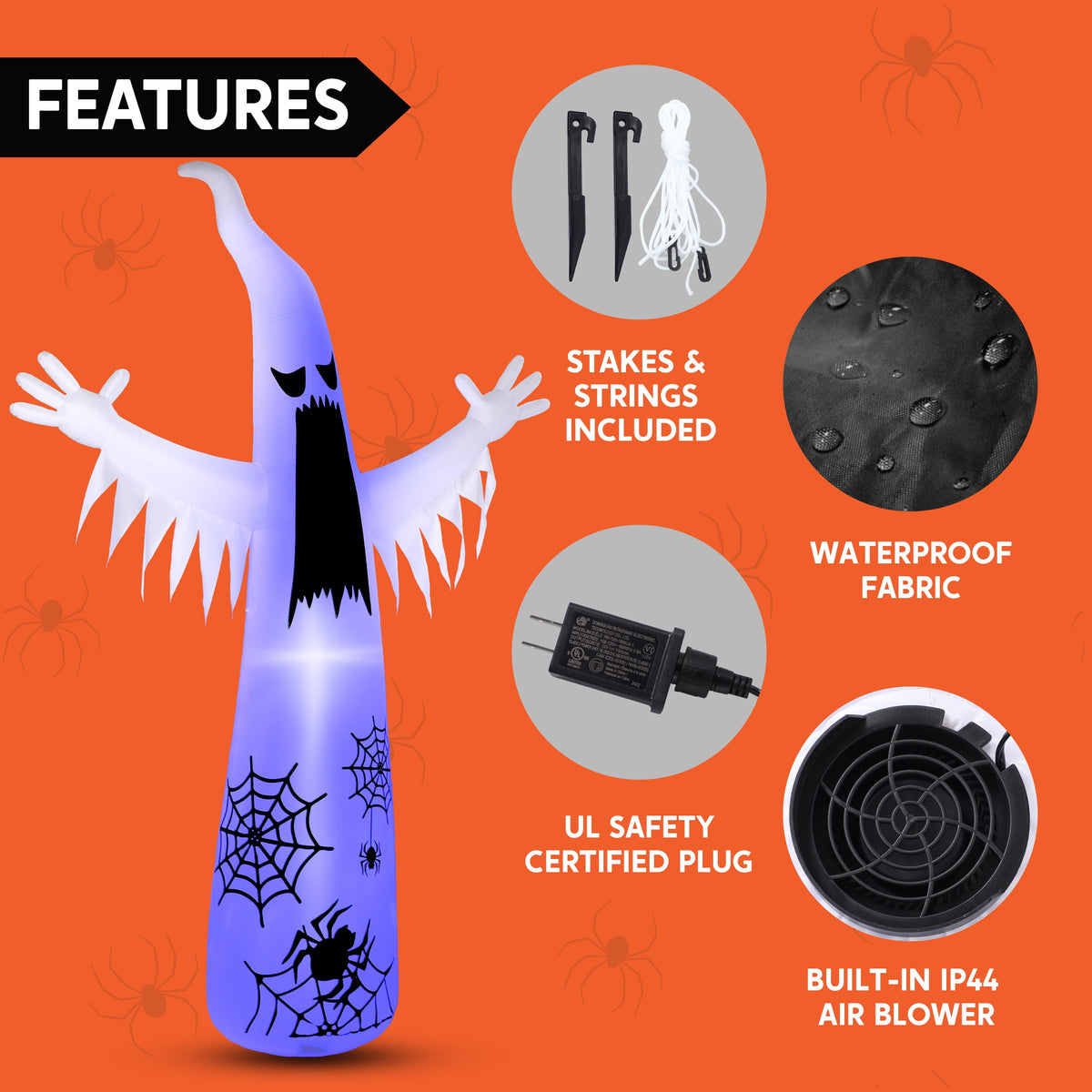 Joyfy 12ft Halloween Ghost Inflatable,Giant Ghosts inflatables with Build-in LEDs Outdoor Decorations,Blow Ups Halloween Yard Inflatables