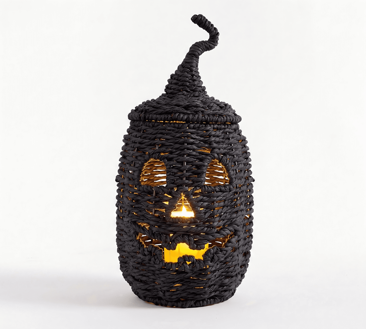 Guvpev 12" Handcrafted Woven Ghost - White Faux Rattan & Metal Ghost Figurine, Halloween Spooky Table Centerpiece & Fall Porch Decor for Indoor Outdoor