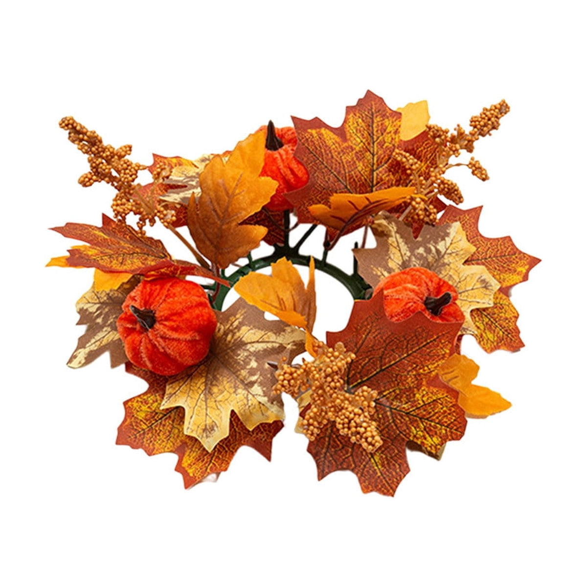 Fall Maple Leaf Front Door Wreath, Multicolor Plastic Seasonal Wreath for Halloween Thanksgiving Christmas Indoor Wall Fireplace Home Decor, 9.84 Inch