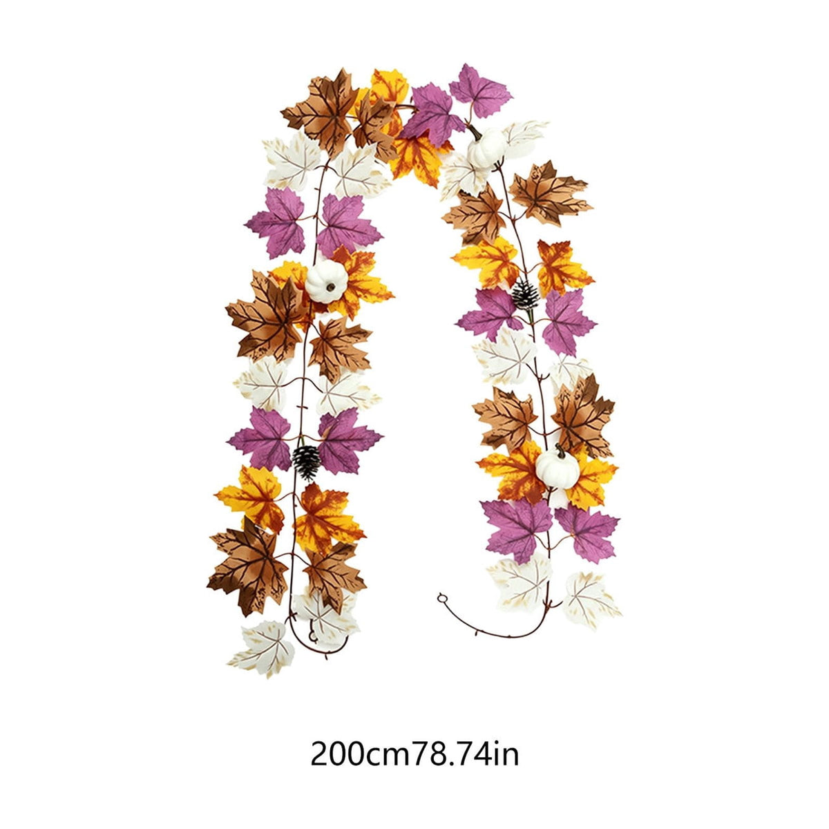 Fall Maple Leaf Front Door Wreath, Multicolor Plastic Seasonal Wreath for Halloween Thanksgiving Christmas Indoor Wall Fireplace Home Decor, 9.84 Inch