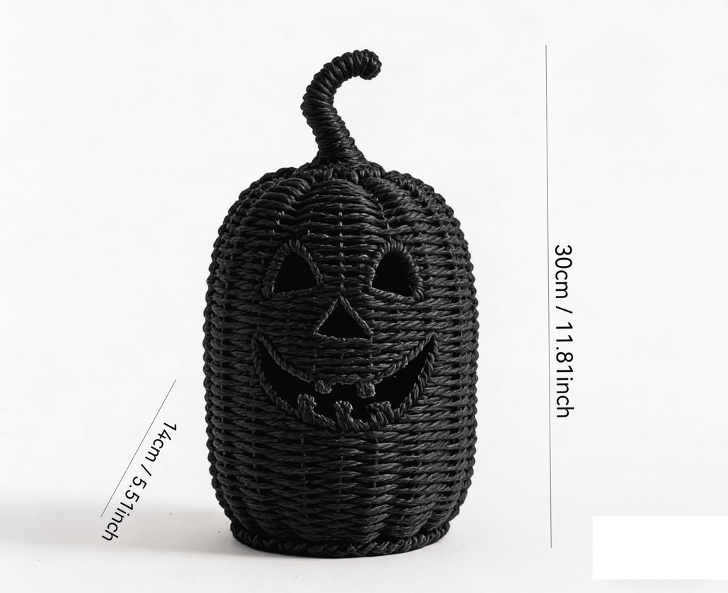 Halloween Decoration Faux Jack O Lantern Basket Seagrass Pumpkin Ornament Festive Tabletop Display Holiday Accents Home Party Supplies Autumn Harvest Seasonal Accenting Props