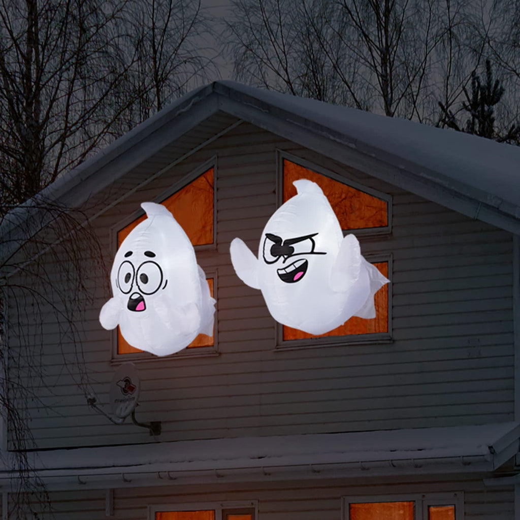 Joyfy 4 FT Halloween Inflatable Purple Octupos Head with Tentacles Broke Out from Window with Built-in LED Blow Up Inflatable for Window Decoration Yard Garden Lawn Decor