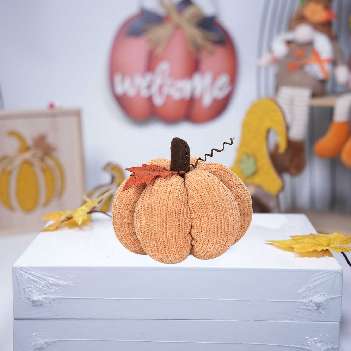 Taotanxi Fall Mini Crochet Pumpkins Seasonal Knit Decorative Pumpkins for Crafts Rustic Decor Farmhouse Decorative Fall Thanksgiving Centerpiece Table Decorations for Mantel Kitchen Gift