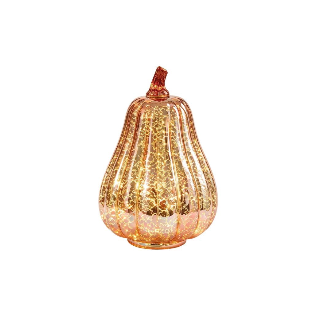 Fall Mercury Glass Light up Pumpkin Decor Fall Decoration for Home Thanksgiving Lamps for Festive Decoration Halloween Decorations Starry Night Pumpkins Tabletop Centerpiece Fall Home Decor