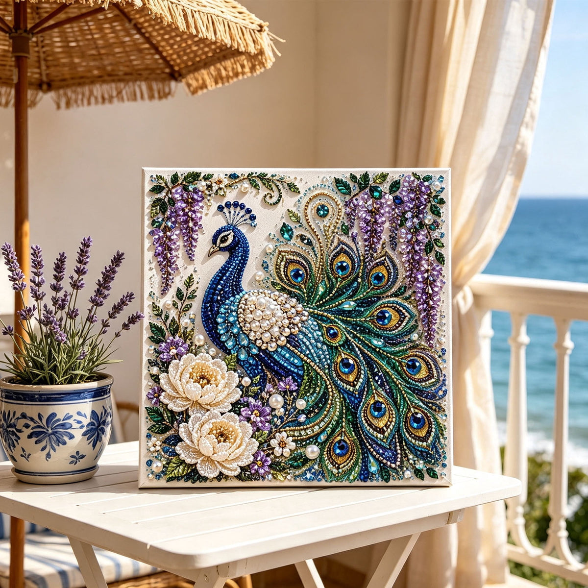 JWZZYD DIY Christmas Pearl Painting Art Kit with Frame, 9.8" Christmas Pearl Beads Art Craft Set, Gemstone Dots Beads for Holiday Christmas Wall Decor, Decoration Gift(Reindeer)