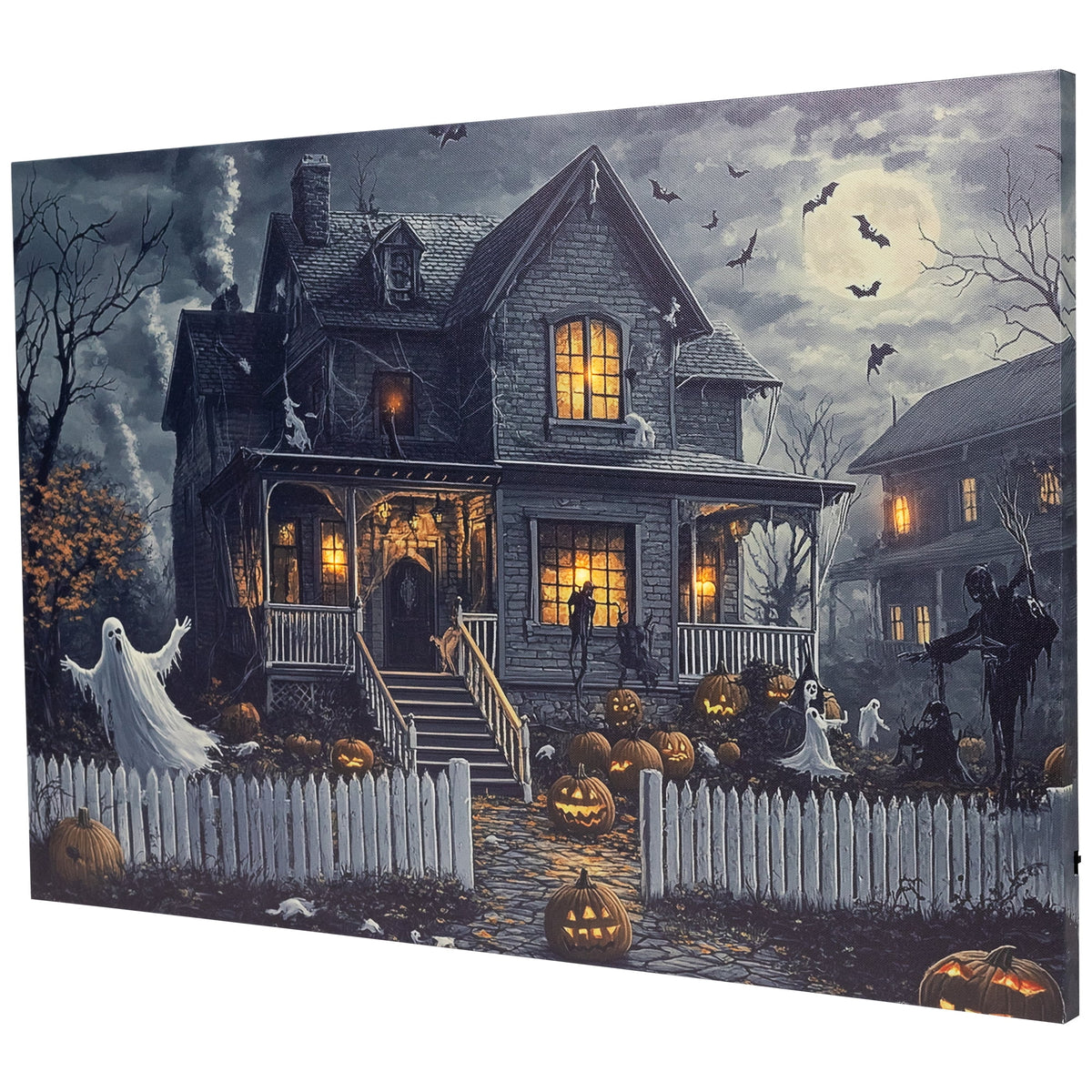 Northlight LED Lighted Creepy Haunted House Halloween Canvas Wall Art - 11.75" x 15.75"