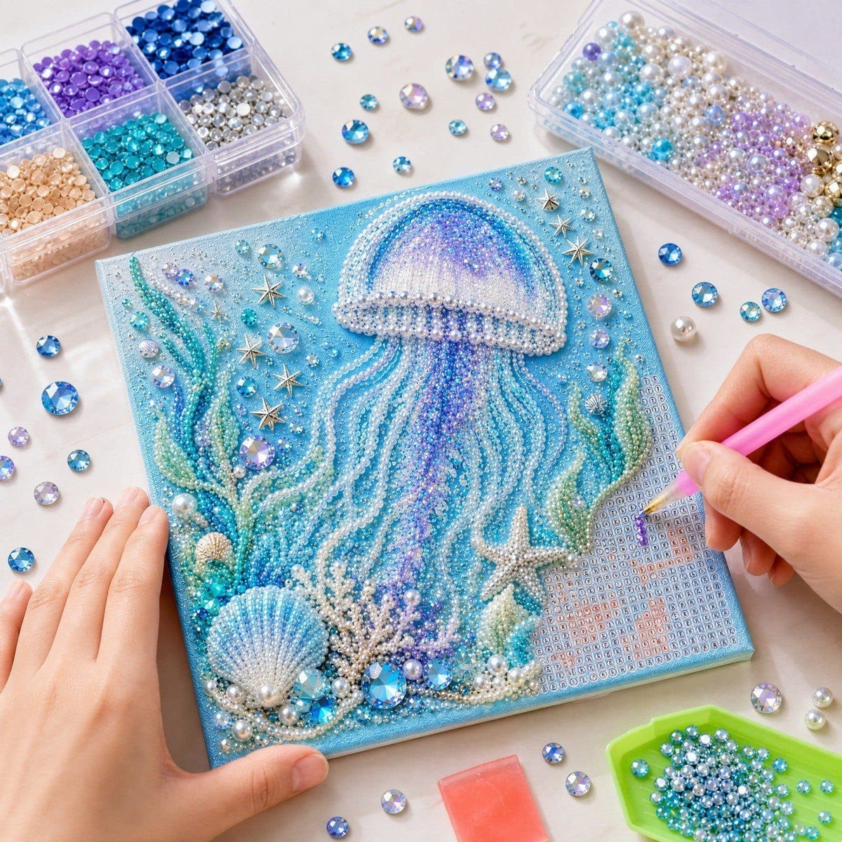 JWZZYD DIY Christmas Pearl Painting Art Kit with Frame, 9.8" Christmas Pearl Beads Art Craft Set, Gemstone Dots Beads for Holiday Christmas Wall Decor, Decoration Gift(Reindeer)