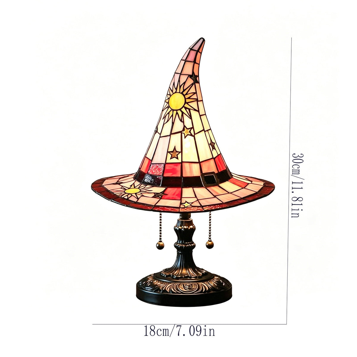 Guodhu Witch Hat Table Lamp Halloween Glowing Resin Ornament Mini Night Light for Bedroom Shelf Spooky Decor with LED(Multicolor)