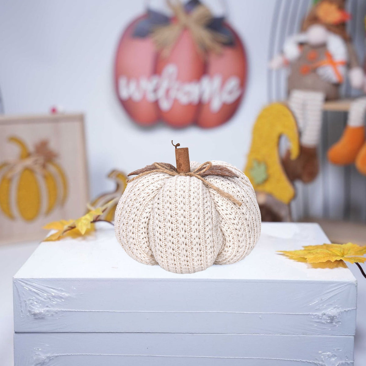 Taotanxi Fall Mini Crochet Pumpkins Seasonal Knit Decorative Pumpkins for Crafts Rustic Decor Farmhouse Decorative Fall Thanksgiving Centerpiece Table Decorations for Mantel Kitchen Gift