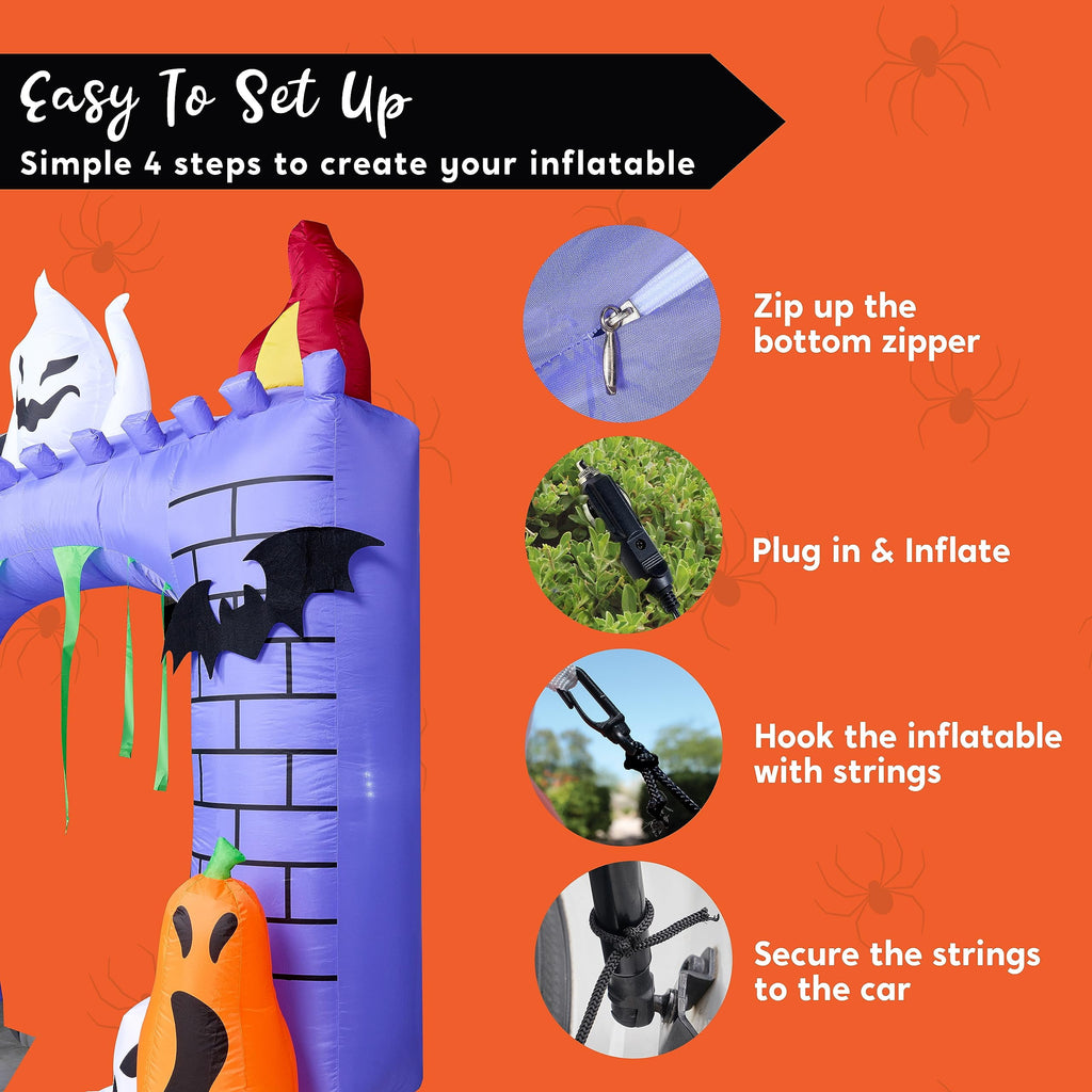 Joyfy 5 FT Halloween Inflatable Ghost Decoration with Colorful LEDs,Trunk or Treat Car Decorations Kit Ghost Trio with Built-in LED Light for Halloween Party Indoor,Outdoor,Yard,Garden Decor