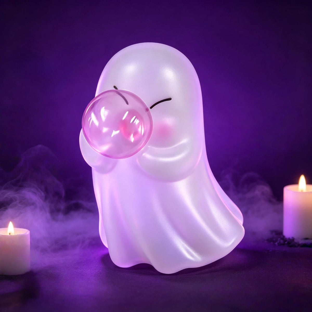 Halloween Ghost Figurine, Ghost Girl with Pink Bow & Hot Drink, Funny Ghost Statue Halloween Decor for Gift, Cute Spooky Tabletop Ornament for Home, Mantle, Desk & Party Decoration