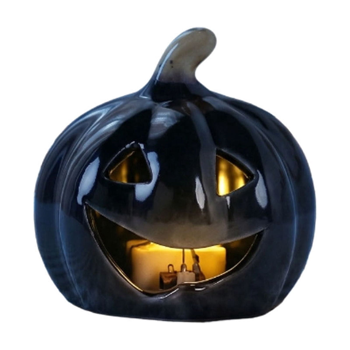 LEFXSMR Pumpkin Night Light, Ceramics Glowing Pumpkin Decor with Led, Waterproof Halloween Light for Home Holiday Desktop Decor