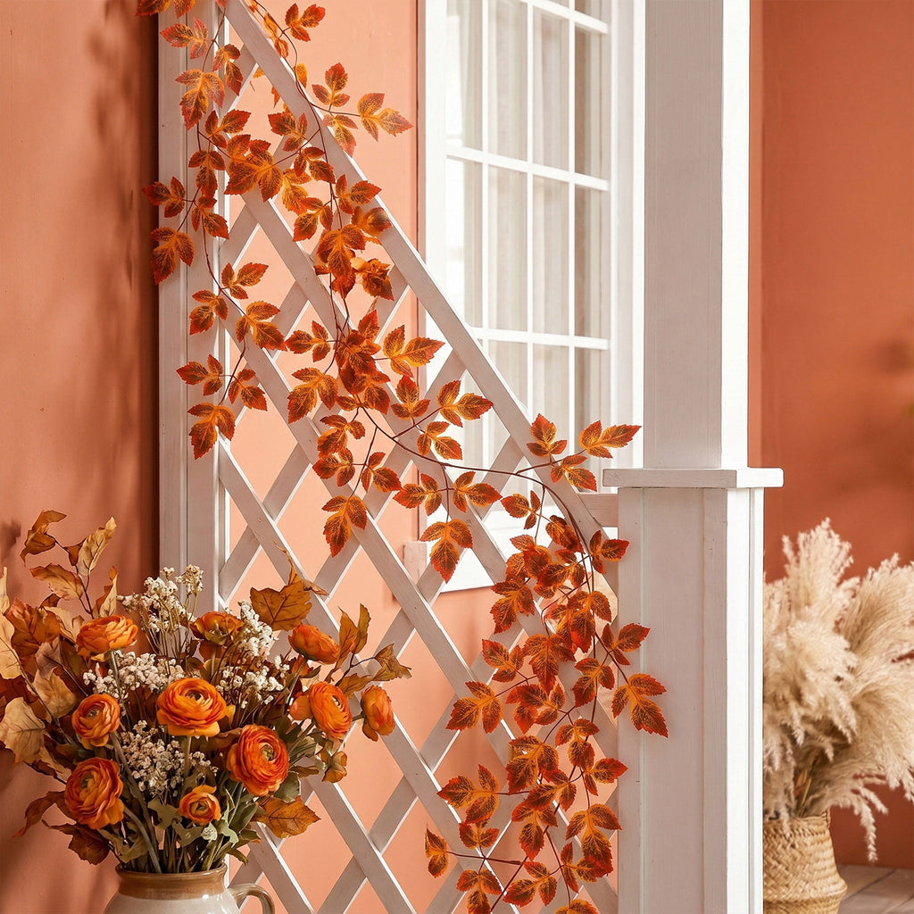 Spring Artificial Flowers Garland, 70 inch Fake Eucalyptus Vine Cherrys Blossoms Hanging Garland Rattan for Mantle Fireplace Wedding Indoor Outdoor Home Decor