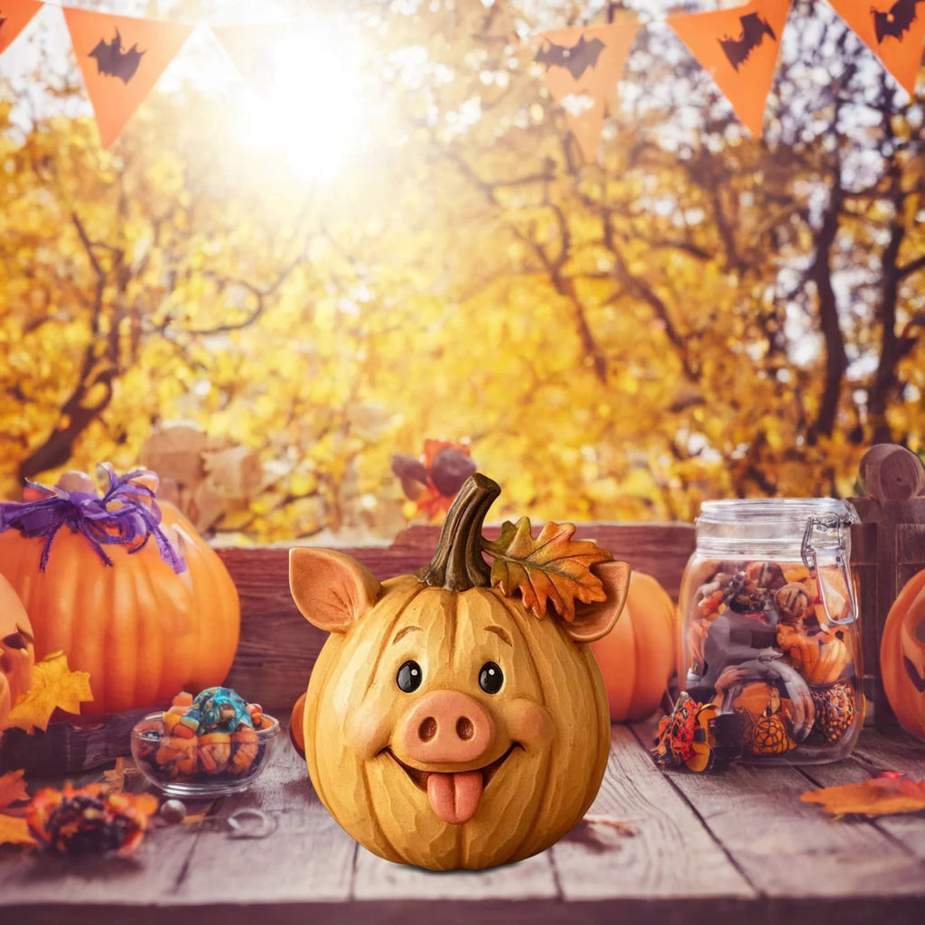 Farm Animal Pumpkin Figurines, Cute Funny Resin Cow Duck Sheep Pig Chicken Horse Statue, Autumn Fall Thanksgiving Halloween Table Centerpiece, Home Desktop Decor, 5-Inch