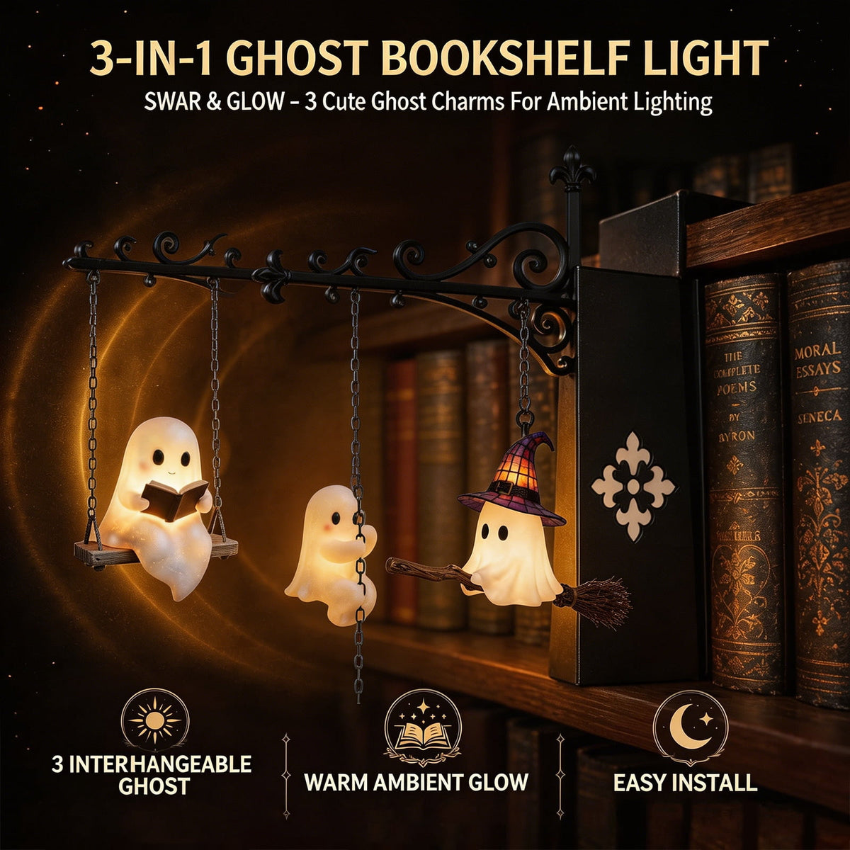 Lighted Halloween Ghost Candy Bowl, Cute LED Ghost Holding Pumpkin Candy Bucket for Trick or Treat, Outdoor Halloween Decorations for Front Porch, Indoor Yard Patio Halloween Decor