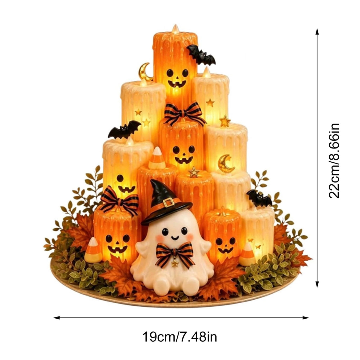 Halloween Ghost Pumpkin LED Candle, Halloween Tabletop Decor with Flickering Warm Light