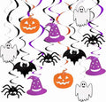 30PCS Halloween Hanging Swirls Pre-Strung Ghost Spider Witch Bat Pumpkin Decorations