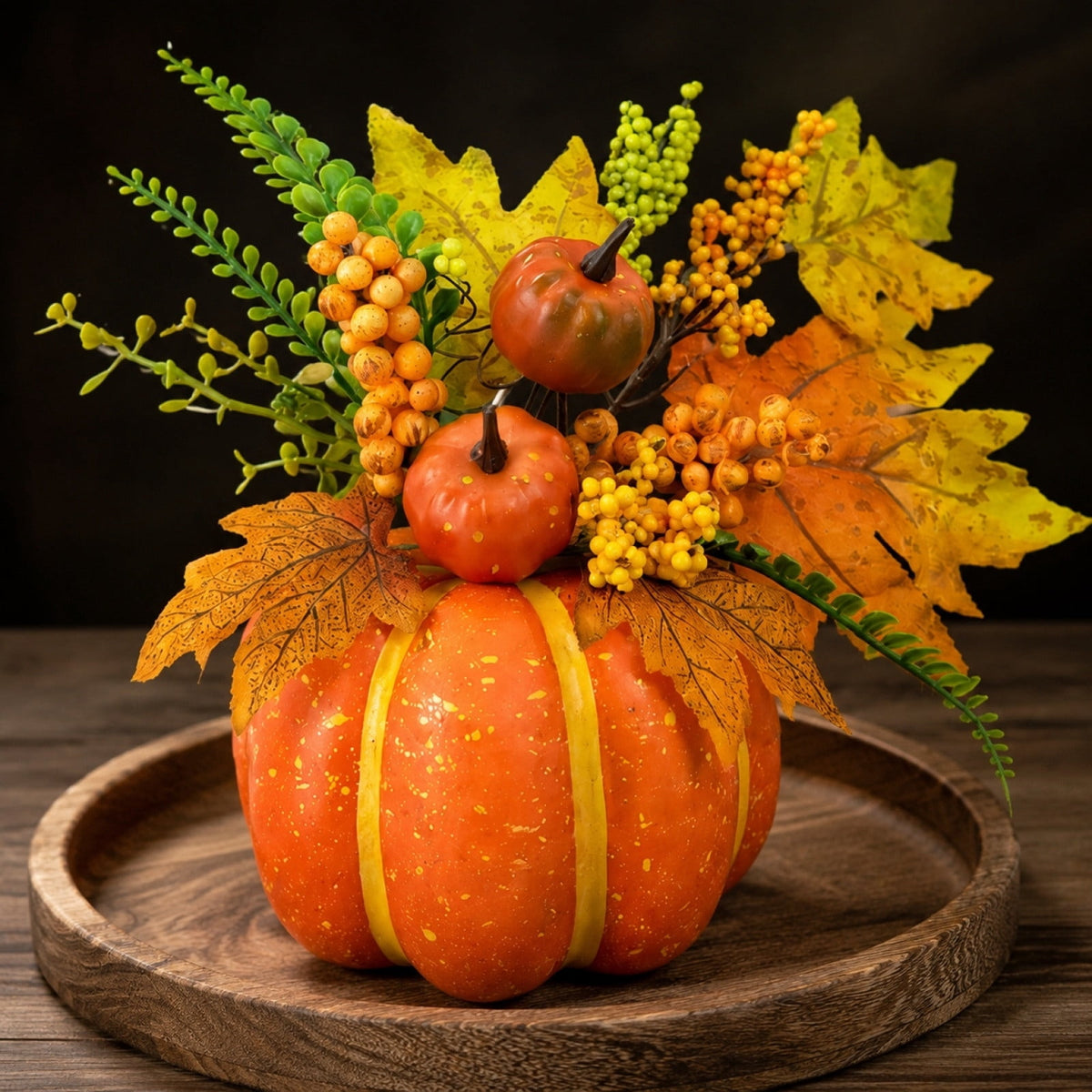 Pumpkin Decor with Artificial Flower Sunflowers Fall Decorations for Home Tabletop Kitchen Party Thanksgiving Harvest