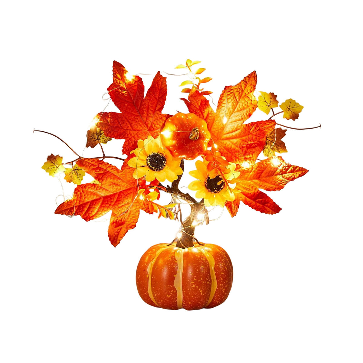 YSGFHGJW Halloween Thanksgiving Artificial Pumpkin Tree Decoration, Light Up with LED Lights, Fall Decor for Dining Table Living Room Porch
