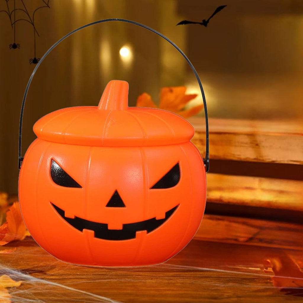 Kyusrd Trick or Treat Halloween Lantern Pumpkin Decoration Lighted Table Centerpieces Ornaments Spooky Pumpkin Prop Decor Decorative Wedding Candy Bowl Organizer Canisters