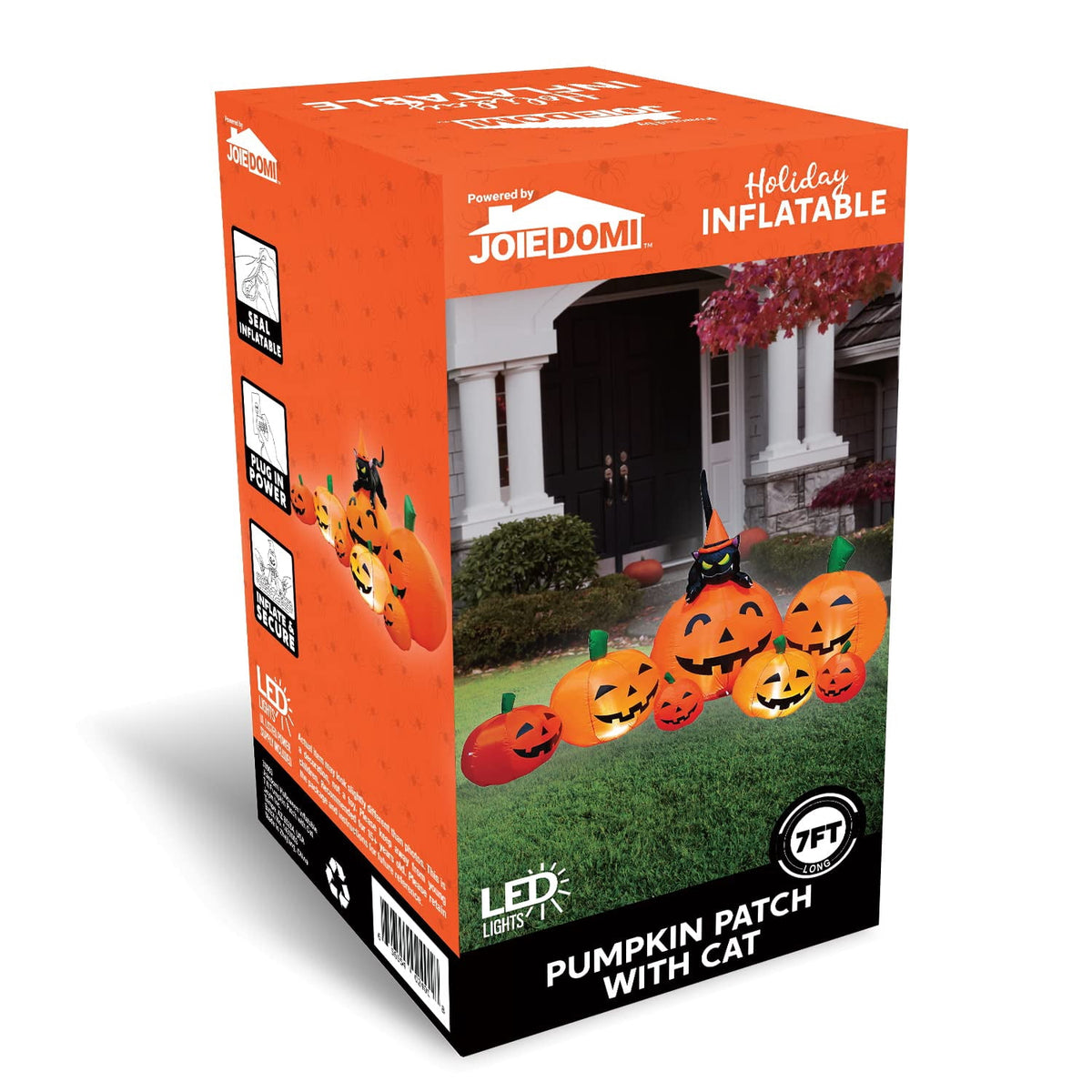 Joyfy 10 Ft Tall Halloween Inflatables Pumpkin,Giant Pumpki Blow Up Decor with Built-in LED Lights,Outdoor Decorations for Yard,Lawn,Garden
