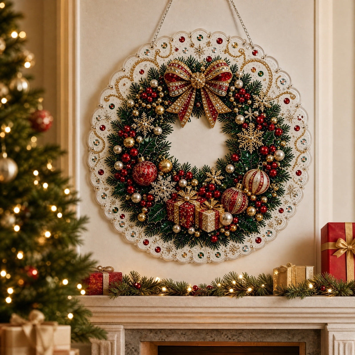 JWZZYD DIY Christmas Pearl Painting Art Kit with Frame, 9.8" Christmas Pearl Beads Art Craft Set, Gemstone Dots Beads for Holiday Christmas Wall Decor, Decoration Gift(Reindeer)
