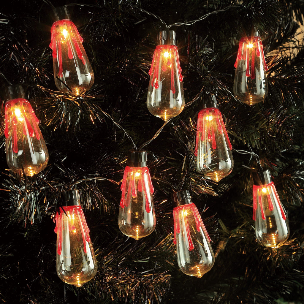 Indoor Battery-Operated LED Bloody Bulb Garland Lights, Warm White, 4.5', Halloween by Way To Celebrate