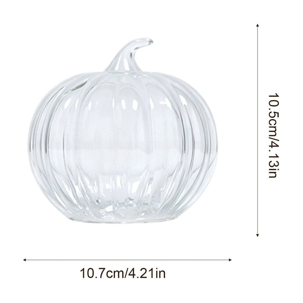 SLYNSHome Striped Glass Pumpkin Shaped Vase, Mini Hydroponic Flower Container,Clear Decorative Pumpkin Glass Centerpiece For Fall Thanksgiving Indoor Tabletop Home Decor