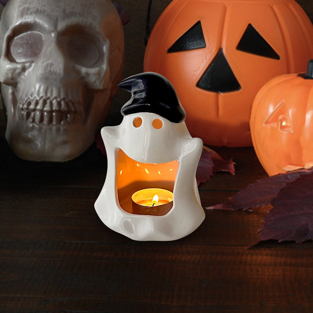 SCNOR Friendly Ghost Statue with Pumpkin Candy Bowl, 11.8 Inch Halloween Decoration for Outdoor Porch, Yard, Patio & Indoor