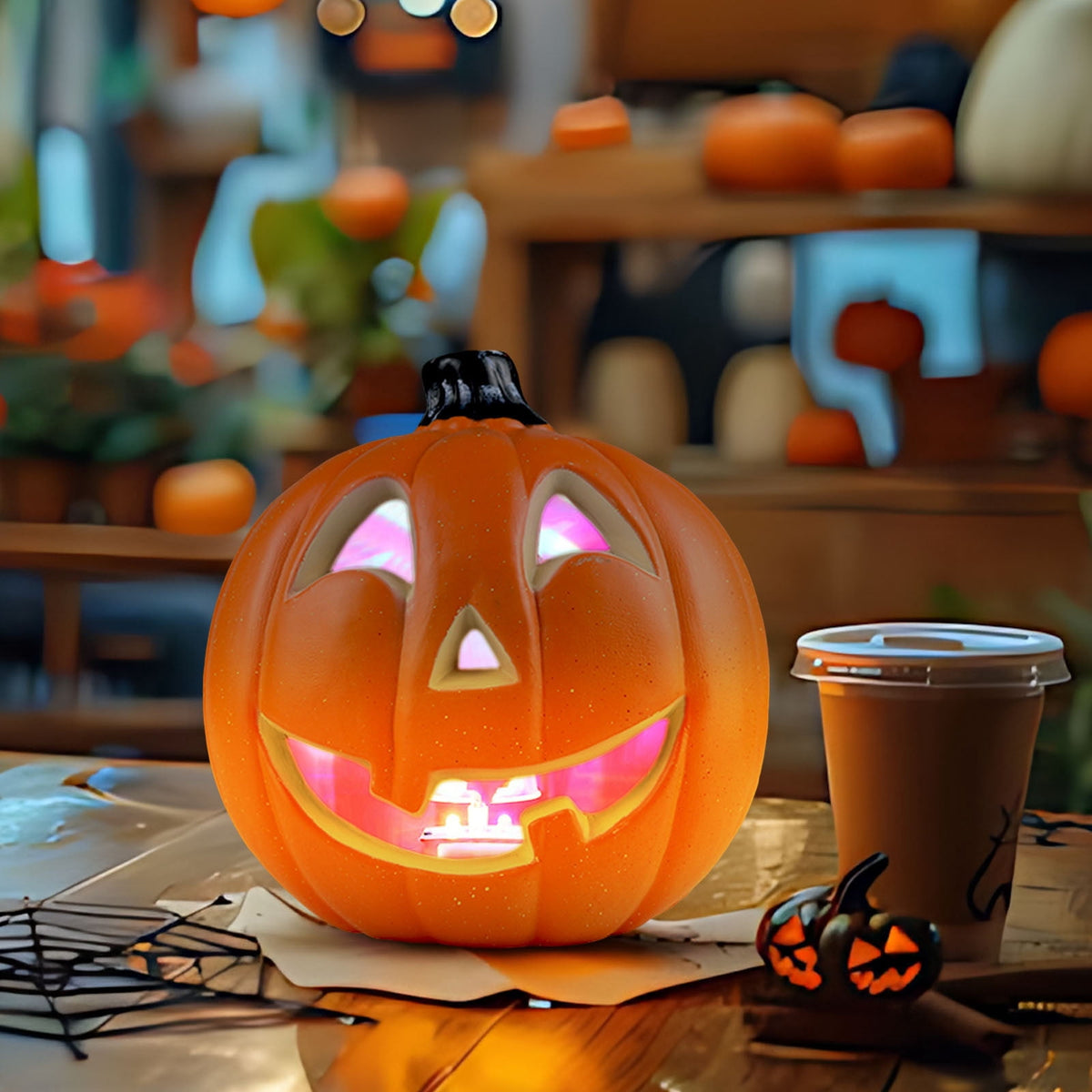 KMMYS Halloween Pumpkin Lantern, LED Light, Realistic Decoration, Versatile Halloween Prop, Perfect for Home Decor and Photography, Halloween Pumpkin Blow Molded Lantern