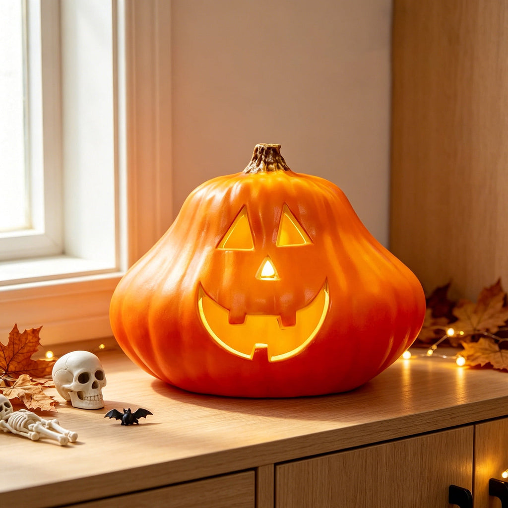 Oversized LED Lighted Pumpkin Decoration with Bright Glow, Large Plastic Halloween Pumpkin for Outdoor Yard, Porch, Home, Storefront, Shopping Mall, and Holiday Display