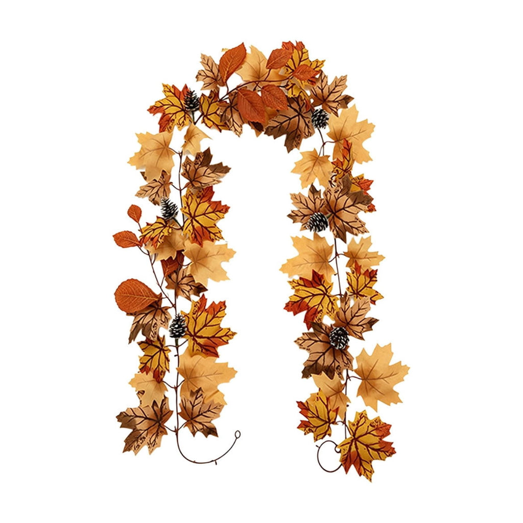 Fall Maple Leaf Front Door Wreath, Multicolor Plastic Seasonal Wreath for Halloween Thanksgiving Christmas Indoor Wall Fireplace Home Decor, 9.84 Inch